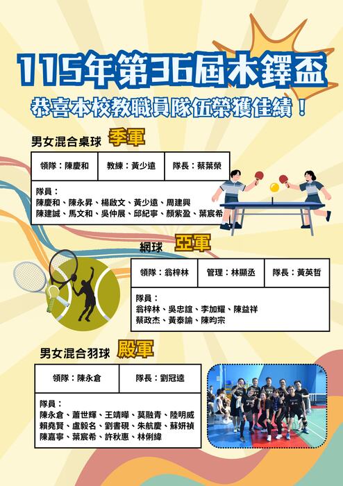 36屆木鐸盃教職員獲奬海報